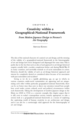 Creativity Within a Geographical-National Framework from Modern Japanese Design to Pevsner’S Art Geography