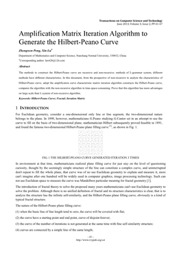 Amplification Matrix Iteration Algorithm to Generate the Hilbert Peano Curve