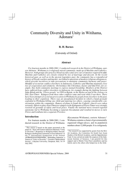 Community Diversity and Unity in Witihama, Adonara1