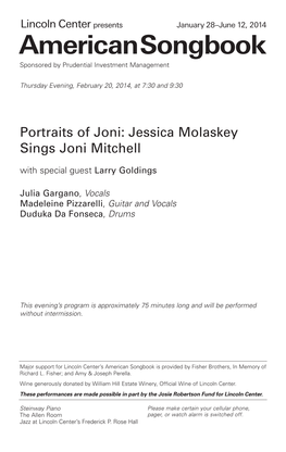 Portraits of Joni: Jessica Molaskey Sings Joni Mitchell