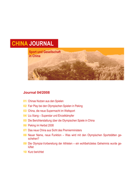 CHINA JOURNAL Sport Und Gesellschaft in China