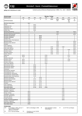 Freistatt/Hakenmoor Gültig Von 01.09.20 Bis 31.12.20 Verkehrsverbund Bremen/Niedersachsen (VBN), Tel.: 0421 / 596059