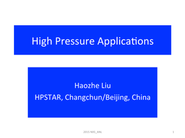 High Pressure Applications
