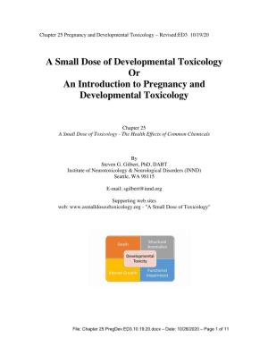 Pregnancy and Developmental Toxicology – Revised:ED3 10/19/20