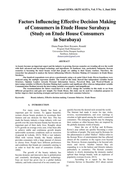 Study on Etude House Consumers in Surabaya)