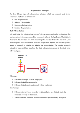 Polymerisation Techniques the Four Different Types of Polymerization