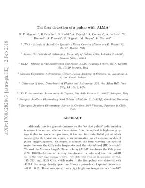 The First Detection of a Pulsar with ALMA