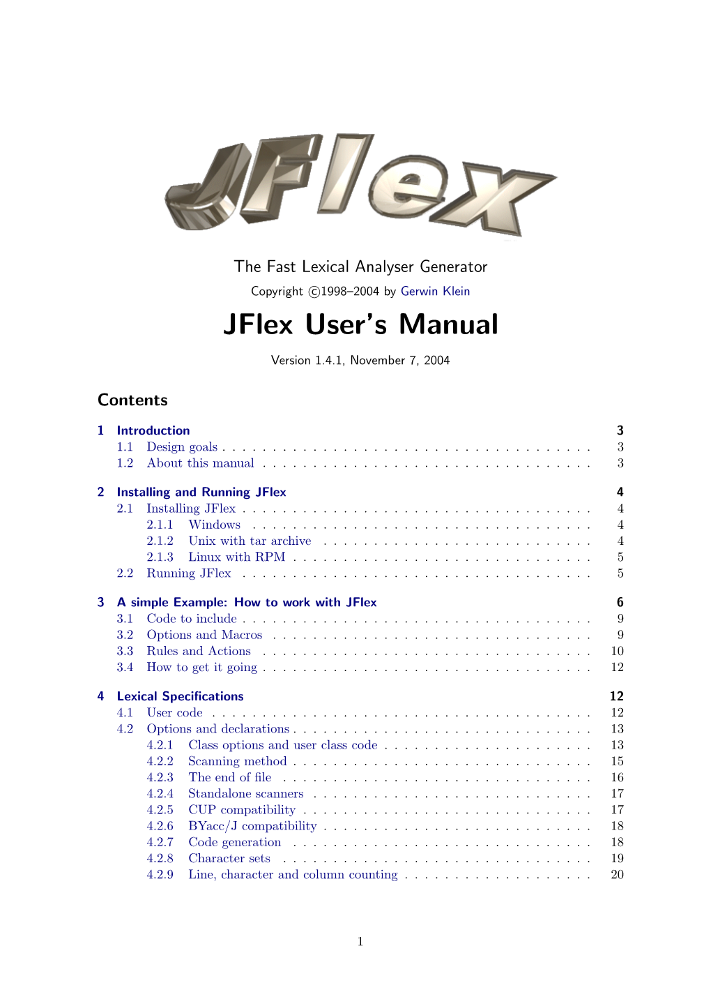 Jflex User's Manual
