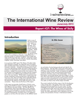 The International Wine Review June/July 2013 Report #37: the Wines of Sicily