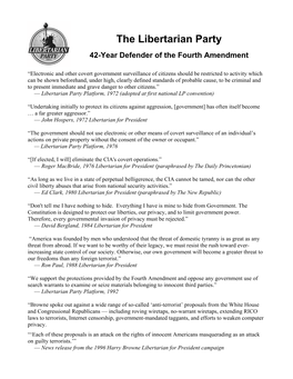 This Flyer, Showcasing a Broad Sample of LP Quotes Supporting Fourth Amendment Rights