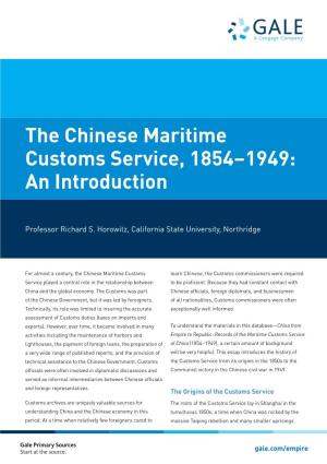 The Chinese Maritime Customs Service, 1854–1949: an Introduction