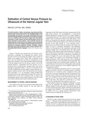Estimation of Central Venous Pressure by Ultrasound of the Internal Jugular Vein