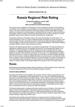 Russia Regional Risk Rating