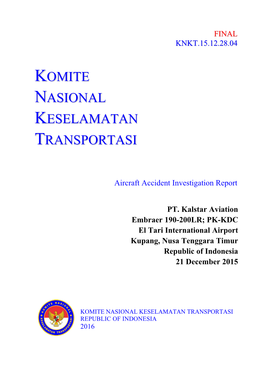 Komite Nasional Keselamatan Transportasi Republic of Indonesia 2016