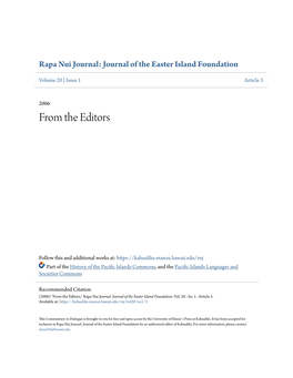 Rapa Nui Journal: Journal of the Easter Island Foundation