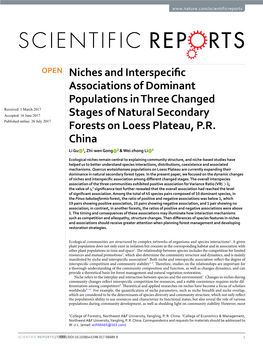 Niches and Interspecific Associations of Dominant Populations in Three