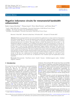 Negative Inductance Circuits for Metamaterial Bandwidth Enhancement