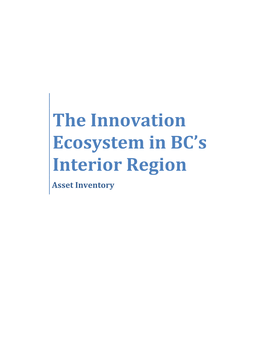 The Innovation Ecosystem in BC's Interior Region