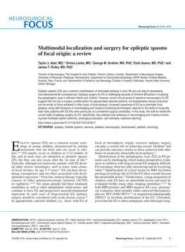 Multimodal Localization and Surgery for Epileptic Spasms of Focal Origin: a Review