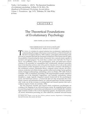 The Theoretical Foundations of Evolutionary Psychology