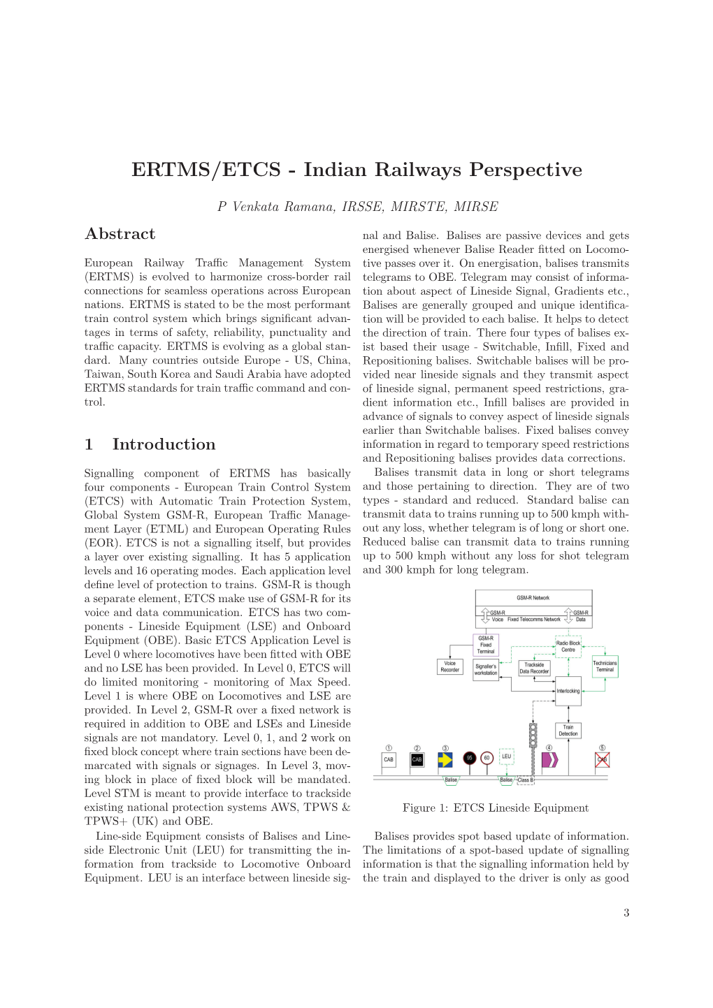 ERTMS/ETCS - Indian Railways Perspective