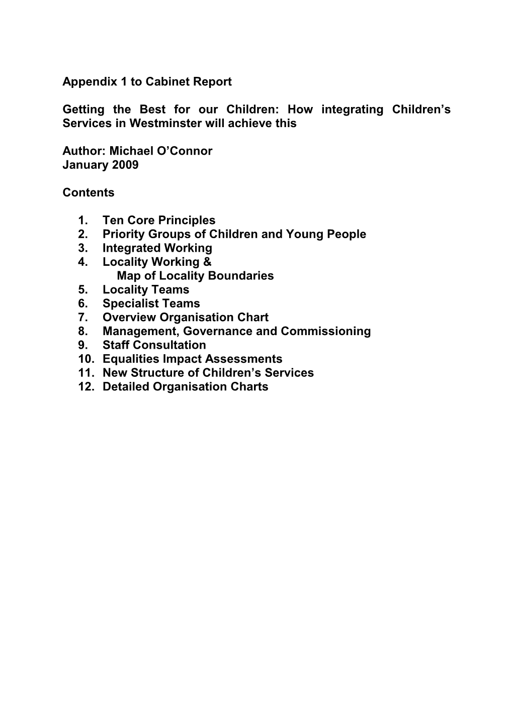 Appendix 1 to Cabinet Report