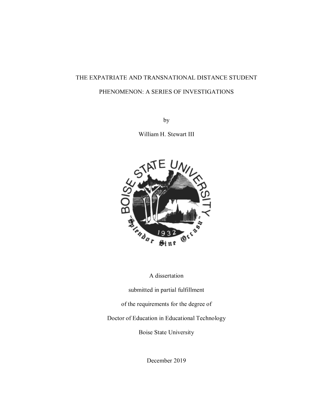 The Expatriate and Transnational Distance Student Phenomenon: a Series of Investigations