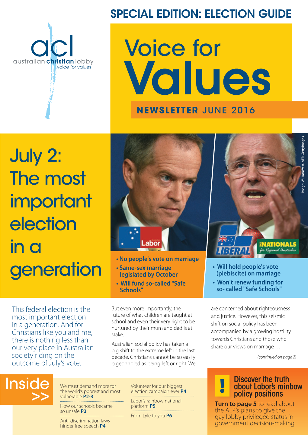 Voice for Values NEWSLETTER JUNE 2016
