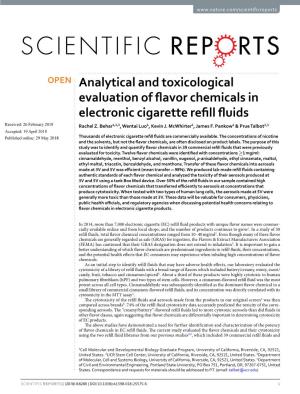 Analytical and Toxicological Evaluation of Flavor Chemicals in Electronic