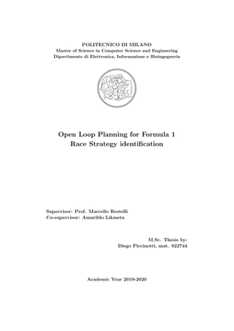 Open Loop Planning for Formula 1 Race Strategy Identification