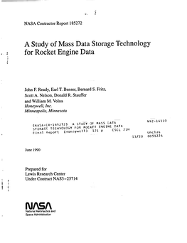 A Study of Mass Data Storage Technology for Rocket Engine Data