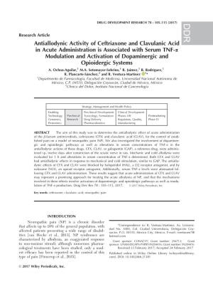 Antiallodynic Activity of Ceftriaxone and Clavulanic Acid In