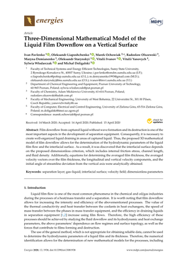 Three-Dimensional Mathematical Model of the Liquid Film Downflow on a Vertical Surface