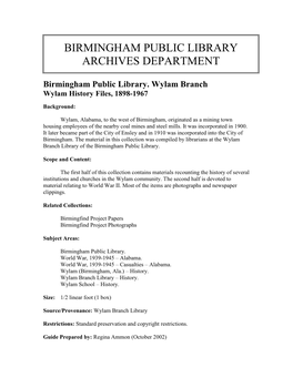 Wylam History Files, 1898-1967