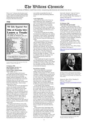 The Wilkins Chronicle a Selection of Wilkins-Related Trove Articles, Incorporating Advertisements and Cartoons from the Day