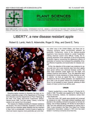 LIBERTY, a New Disease Resistant Apple