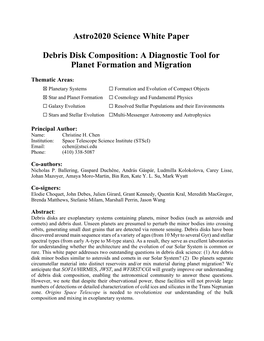 Astro2020 Science White Paper Debris Disk Composition