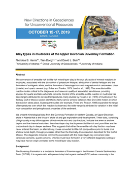 Clay Types in Mudrocks of the Upper Devonian Duvernay Formation