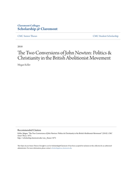 The Two Conversions of John Newton: Politics & Christianity in the British