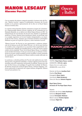 MANON LESCAUT Giacomo Puccini