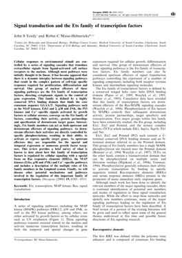 Signal Transduction and the Ets Family of Transcription Factors