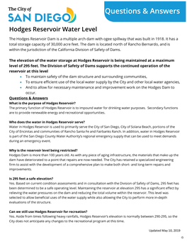 Hodges Reservoir Questions and Answers