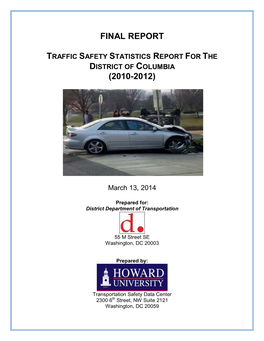 Traffic Safety Statistics Report for the District of Columbia (2010-2012)