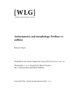 Antisymmetry and Morphology: Pre￿xes Vs