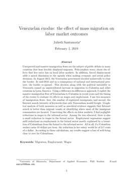 Venezuelan Exodus: the Effect of Mass Migration on Labor Market Outcomes