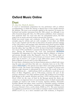 Oxford Music Online Duet (Fr