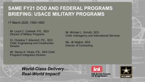 Same Fy21 Dod and Federal Programs Briefing: Usace Military Programs