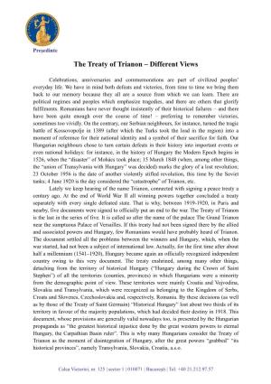The Treaty of Trianon – Different Views