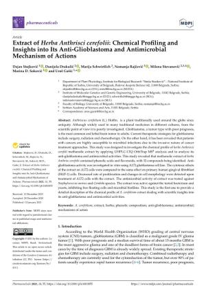 Extract of Herba Anthrisci Cerefolii: Chemical Proﬁling and Insights Into Its Anti-Glioblastoma and Antimicrobial Mechanism of Actions