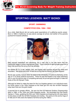 Sporting Legends: Matt Biondi